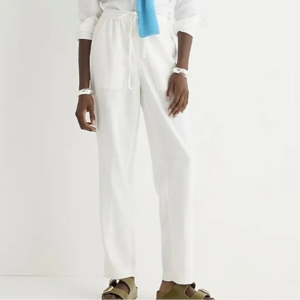New J Crew Tall Linen Blend Seaside Pants White